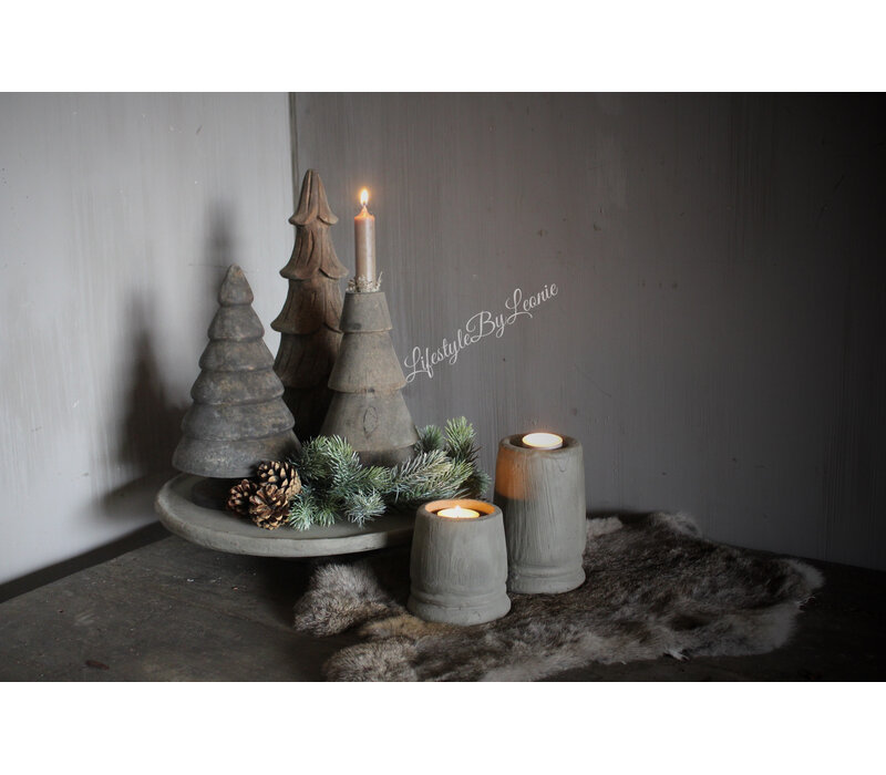 Stenen kandelaar Organic grey 15 cm