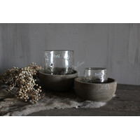 Set van 2 vergrijsde houten schaaltjes