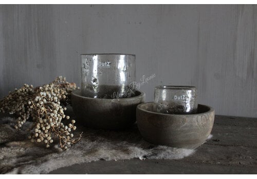 Set van 2 vergrijsde houten schaaltjes