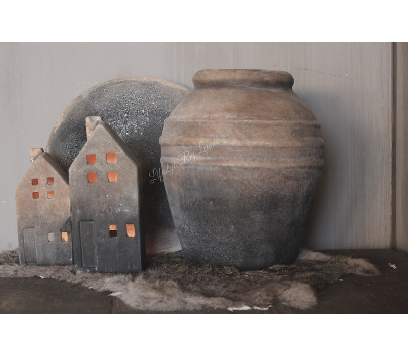 Stenen ribbel kruik Reuben grey/brown 29cm