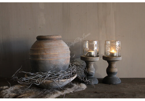 Stenen ribbel kruik Reuben grey/brown 29 cm