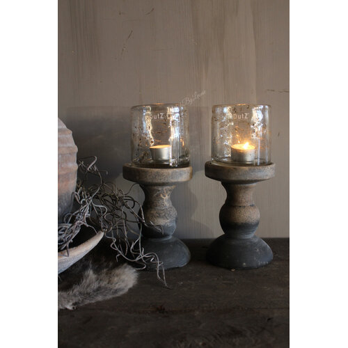 Stenen baluster kandelaar Reuben grey/brown 16 cm 