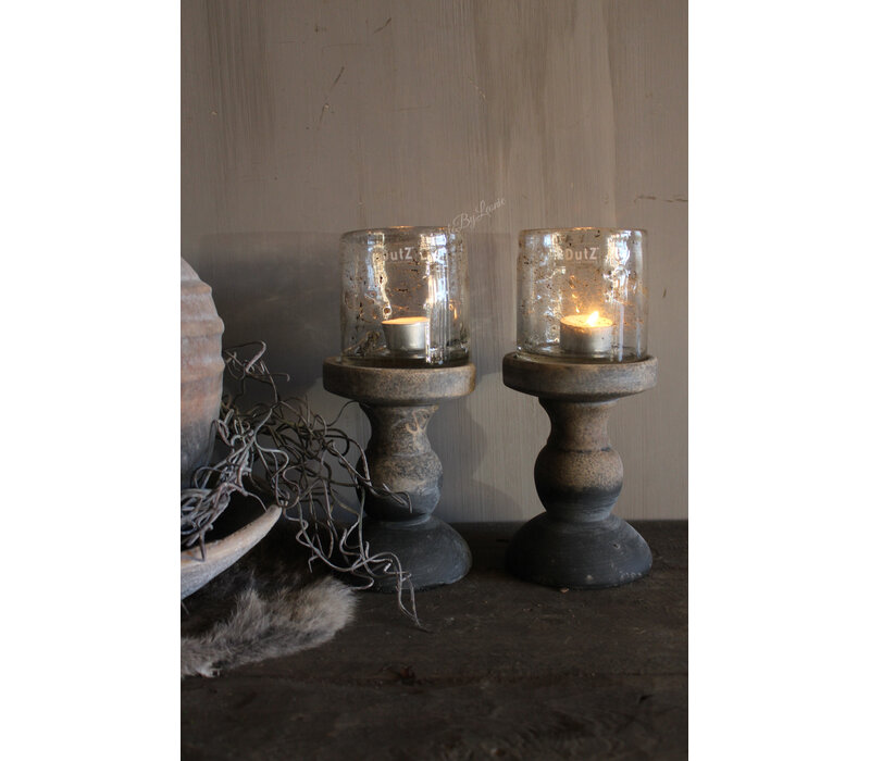 Stenen baluster kandelaar Reuben grey/brown 16cm