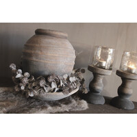 Stenen baluster kandelaar Reuben grey/brown 16 cm