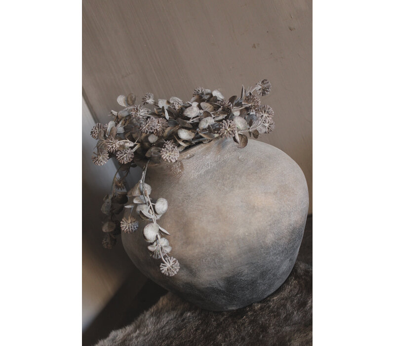 Stenen ronde bol kruik Reuben grey/brown 28x28cm