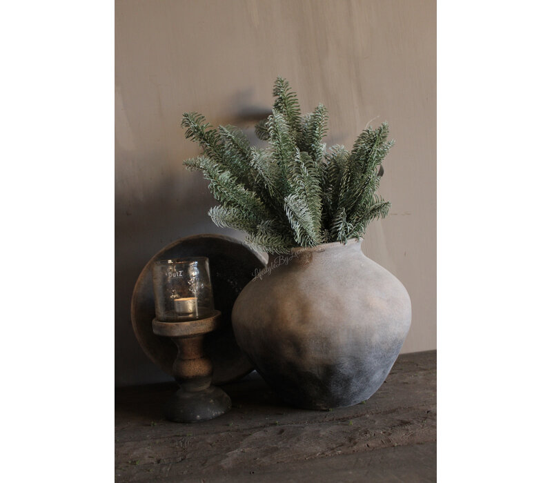 Stenen ronde bol kruik Reuben grey/brown 28 x 28 cm