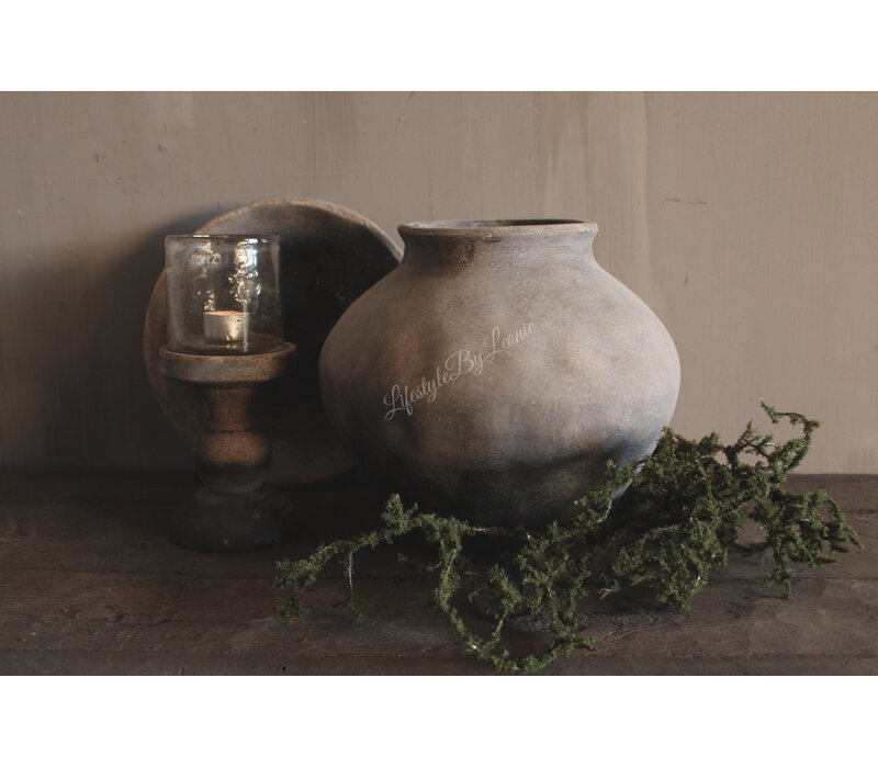 Stenen ronde bol kruik Reuben grey/brown 28x28cm