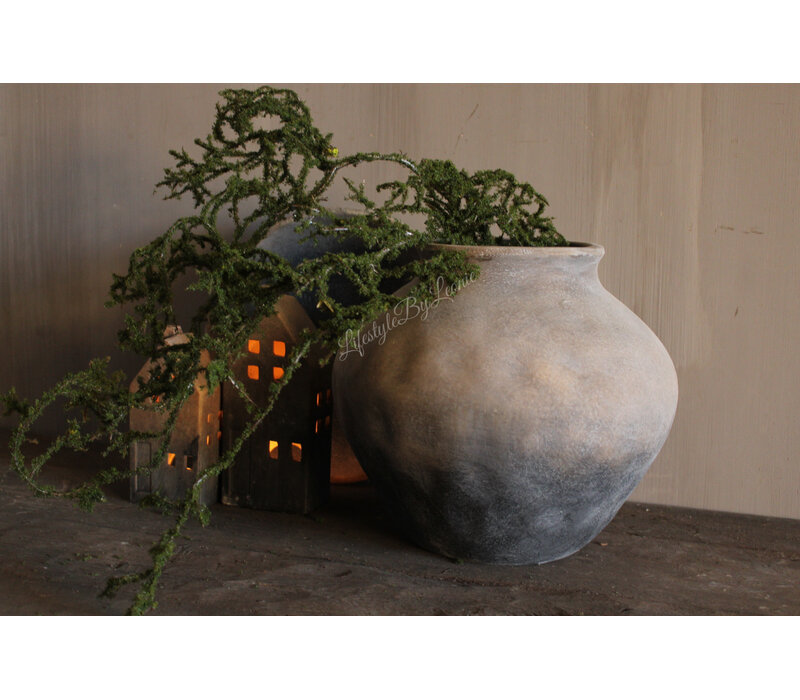 Stenen ronde bol kruik Reuben grey/brown 28 x 28 cm