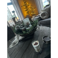 Cilinder windlicht Dew grey bubbels 15 x 20 cm