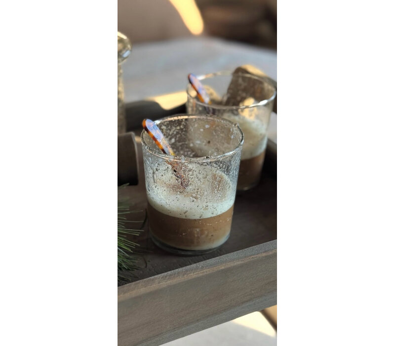 Aura Peeperkorn windlicht / drinkglas bubbels 9,5 cm