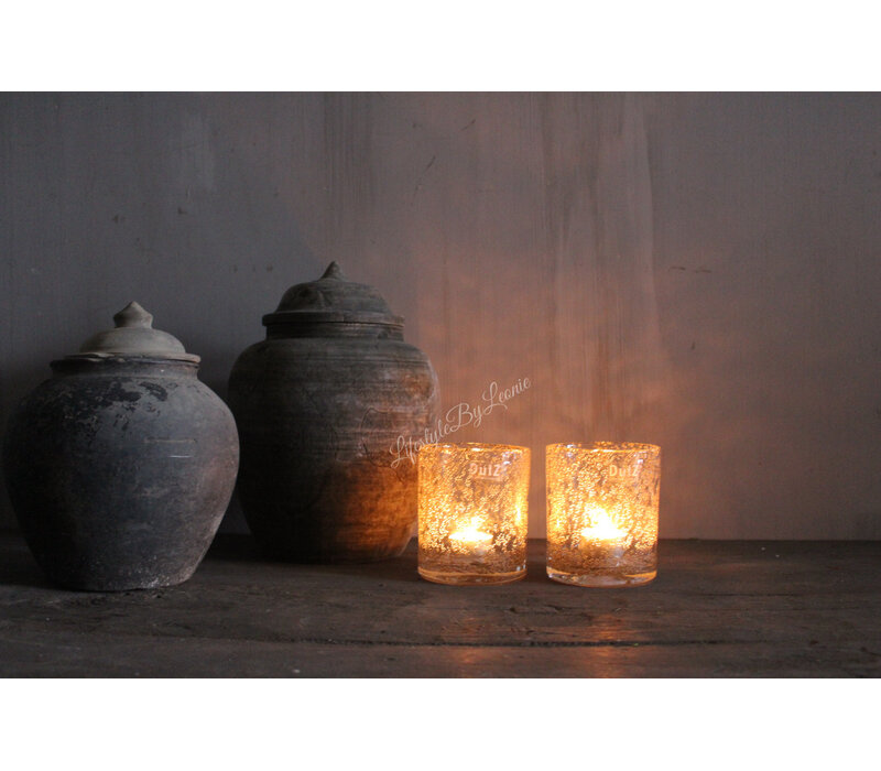 DutZ cilinder windlicht bubbels 10,5x9cm