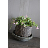 Ronde stenen pot Max bruin 18 x 18 cm