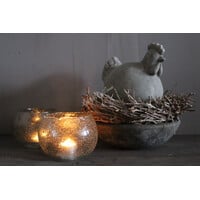 Ronde stenen schaal Alvino bruin 25 cm