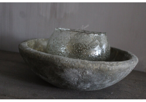 Ronde stenen schaal Alvino bruin 25 cm