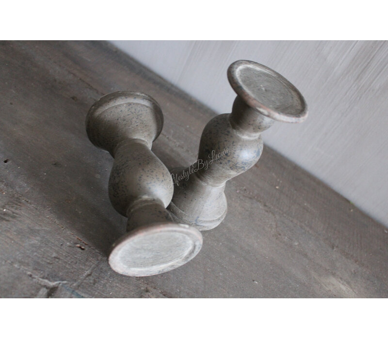 Stenen bruine baluster kandelaar Aldo bruin 15cm