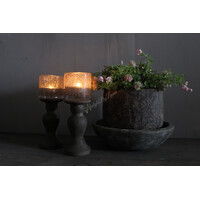 Stenen bruine baluster kandelaar Aldo bruin 15 cm