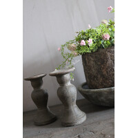 Stenen bruine baluster kandelaar Aldo bruin 15cm