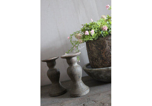 Stenen bruine baluster kandelaar Aldo bruin 15 cm