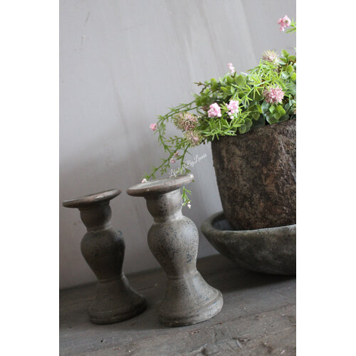 Stenen bruine baluster kandelaar Aldo bruin 15 cm 