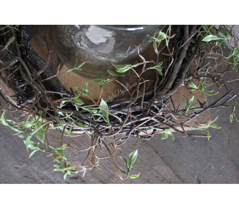 Kunst krans Salix / groene blaadjes 35cm
