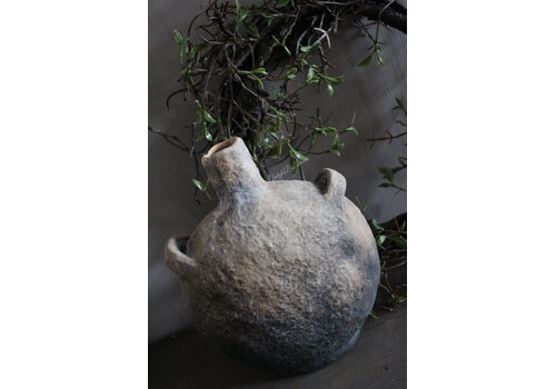 Stenen oliekruik met handvaten Bruin 25 cm