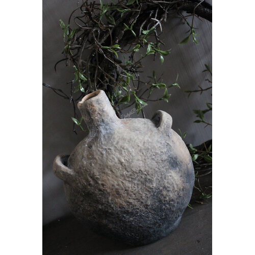 Stenen oliekruik met handvaten Bruin 25 cm 