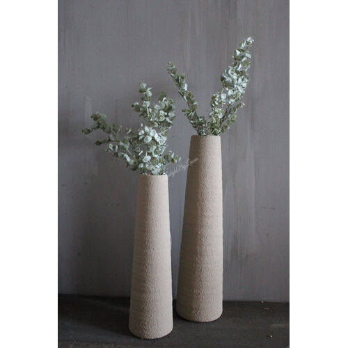 Hoge smalle vaas beige Nori 40cm 