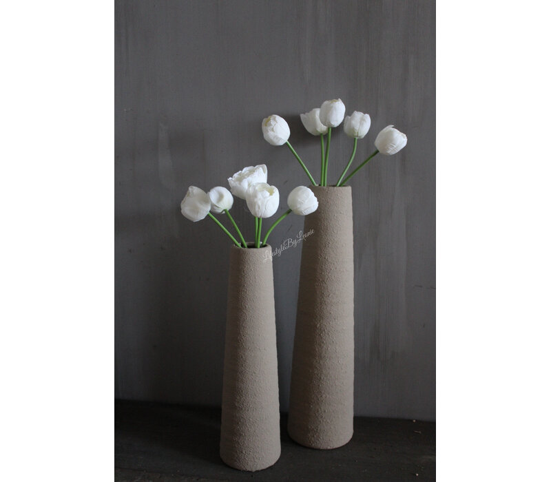 Hoge smalle vaas beige Nori 50 cm