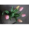 Bos kunst Tulpen roze/creme 30 cm