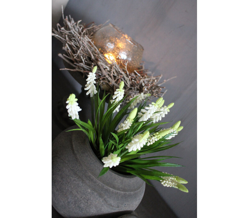 Kunst boeket / bundel druifjes met groen 26cm