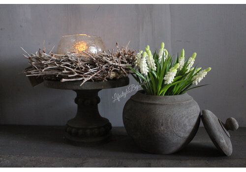 Kunst boeket / bundel druifjes met groen 26cm