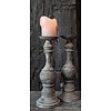 Stoere houten baluster kandelaar Old barn 27 x 12 cm