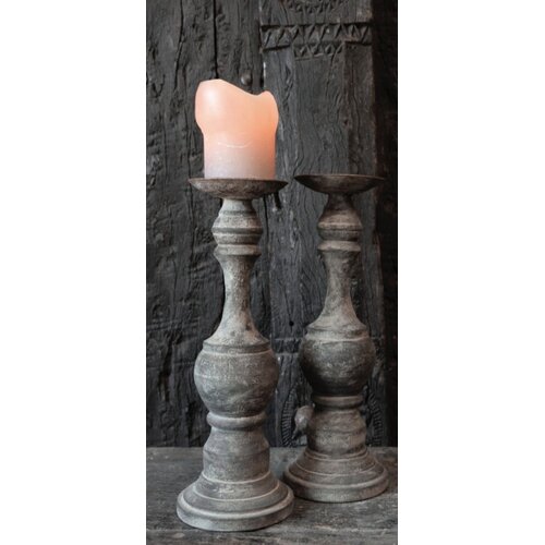 Stoere houten baluster kandelaar Old barn 27 x 12 cm 