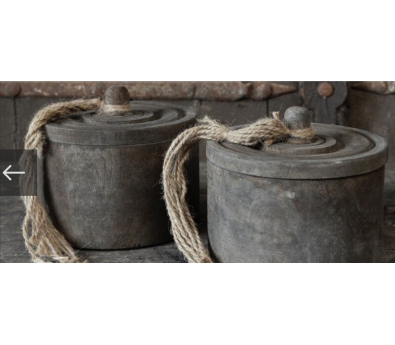 Houten pot met deksel en kwast Island 16x17cm