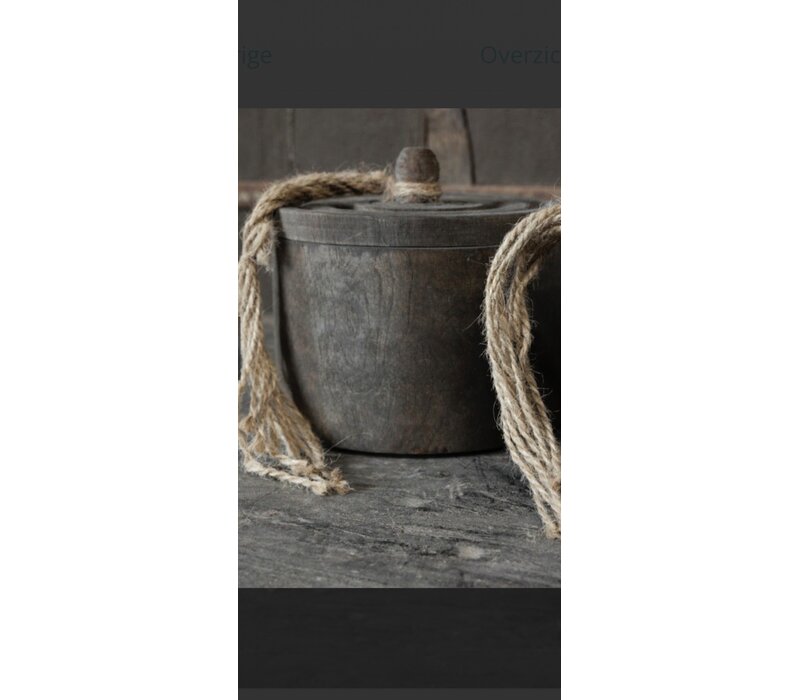 Houten pot met deksel en kwast Island 16x17cm