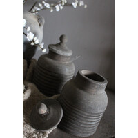 Houten kruikje met deksel Rib matteo 18 cm