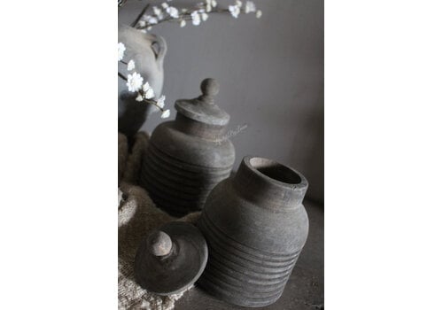 Houten kruikje met deksel Rib matteo 18 cm