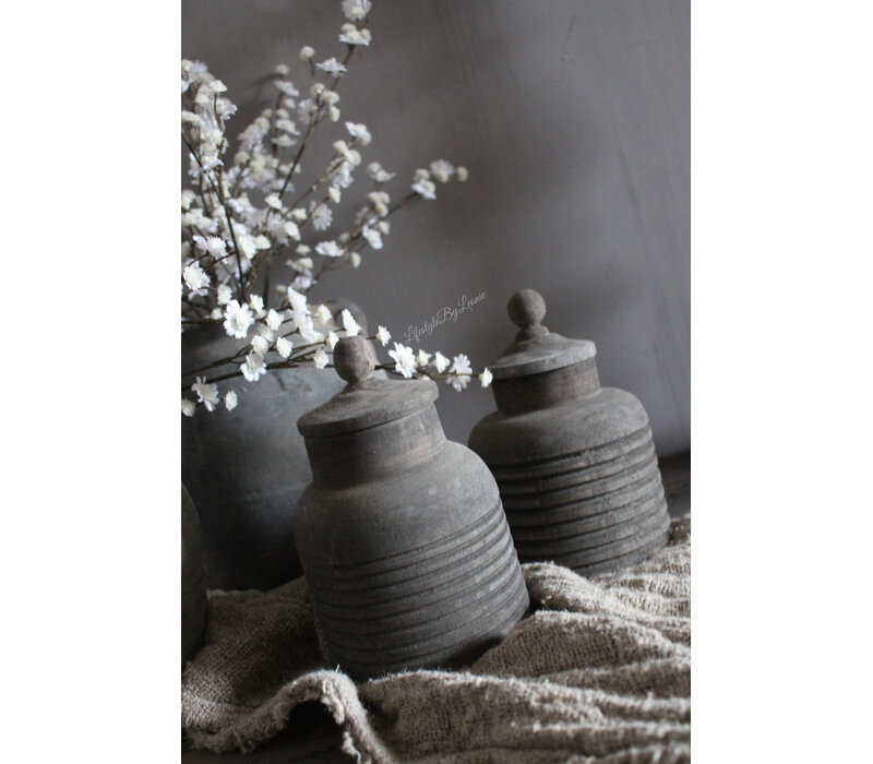 Houten kruikje met deksel Rib matteo 18 cm