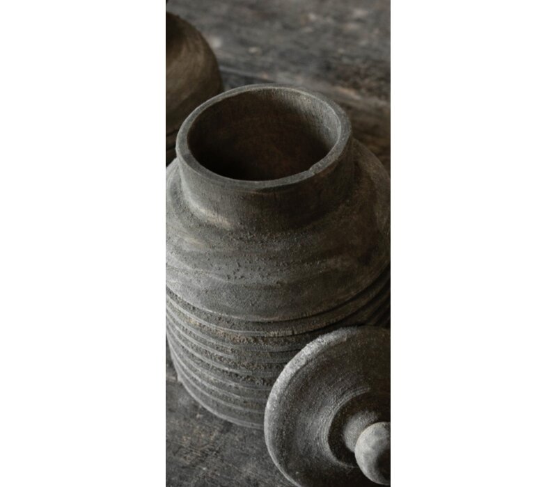 Houten kruikje met deksel Rib matteo 18cm