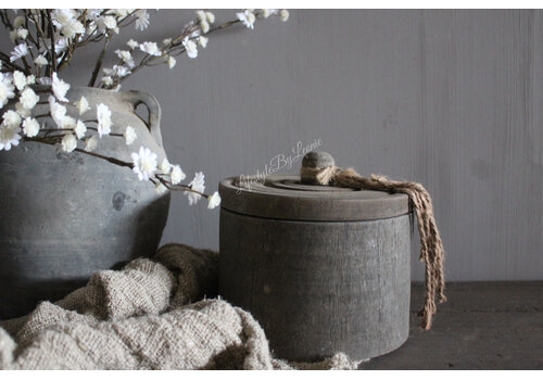 Houten pot met deksel en kwast Island 16 x 17 cm