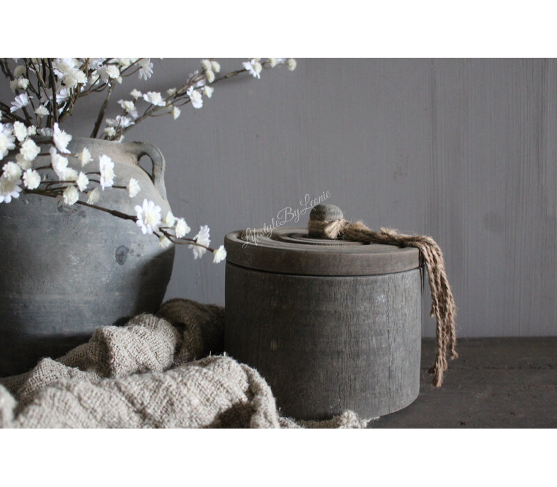 Houten pot met deksel en kwast Island 16 x 17 cm