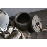 Houten pot met deksel en kwast Island 16 x 17 cm