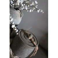 Houten pot met deksel en kwast Island 16 x 17 cm