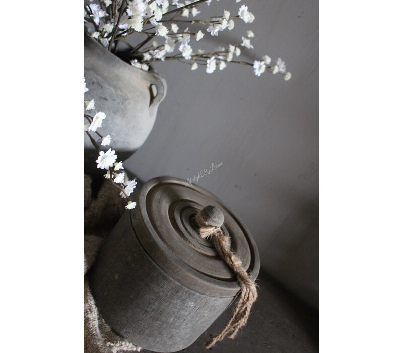 Houten pot met deksel en kwast Island 16 x 17 cm