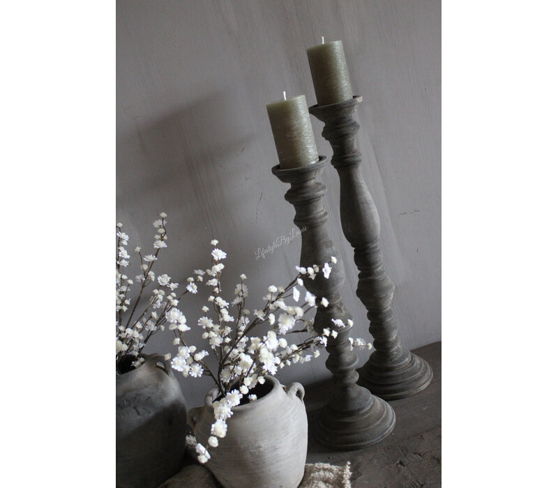 Houten baluster kandelaar Haruka island 46 x 15 cm