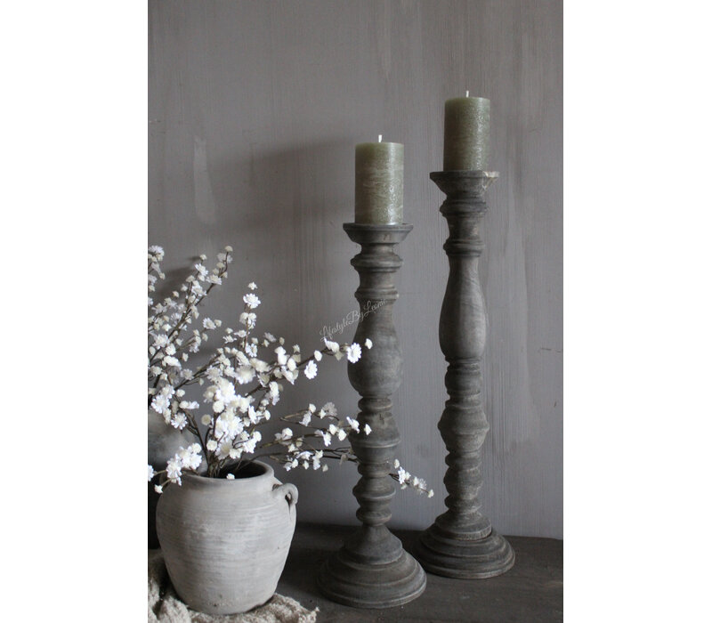 Houten baluster kandelaar Haruka island 46 x 15 cm