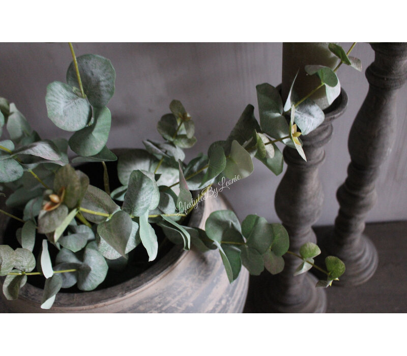 Kunst Eucalyptus tak groen/grijs 90 cm