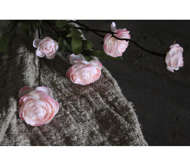 Zijden bosje ranonkels pastel roze 52cm