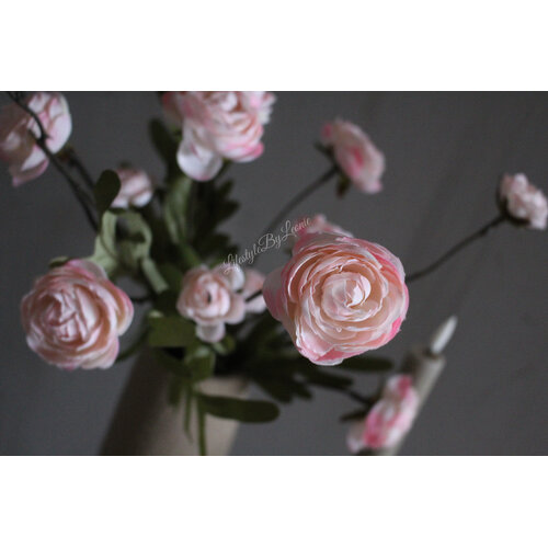 Zijden bosje Ranonkels pastel roze 52 cm 