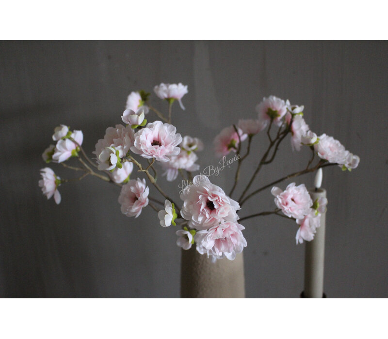 Zijden bloeiende bloesem tak Soft pink 50cm
